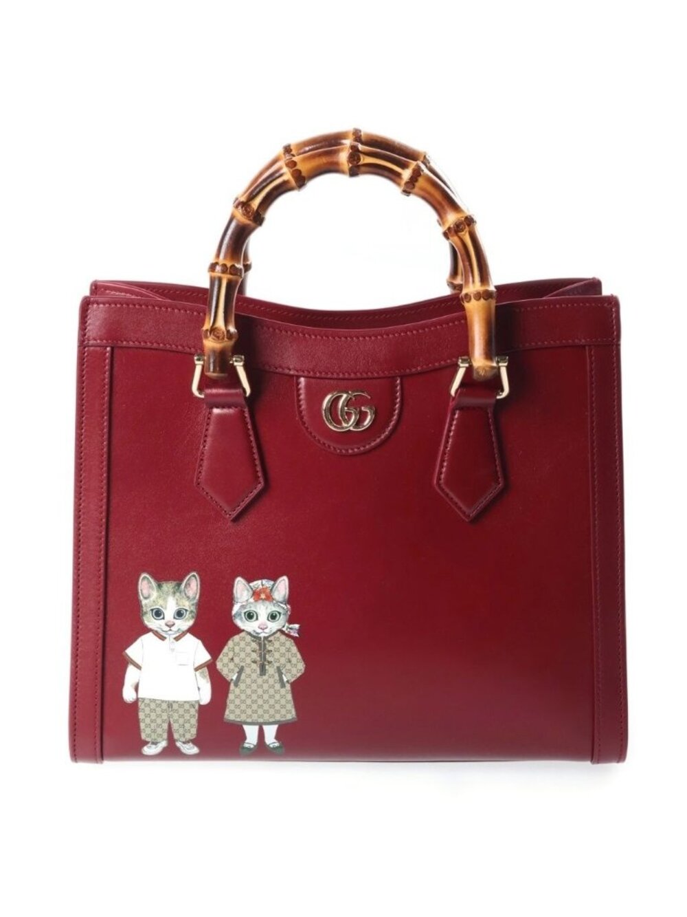 Gucci Yuko Higuchi Diana Medium Tote Bag Leather Bordeaux